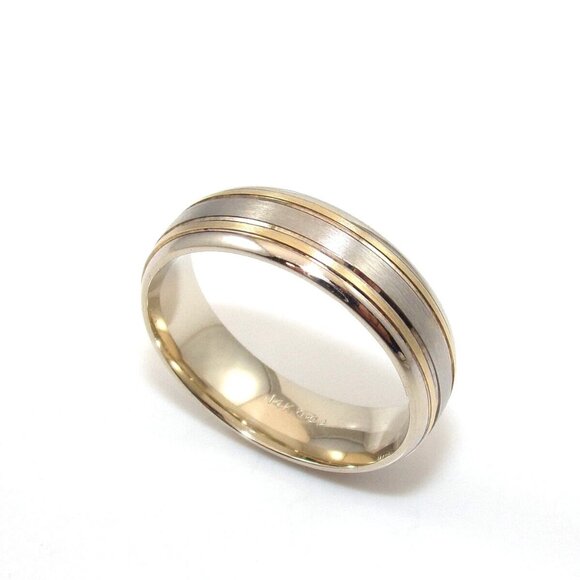 14K Yellow Gold White Gold Men's Wedding Band Ring Size 12.75